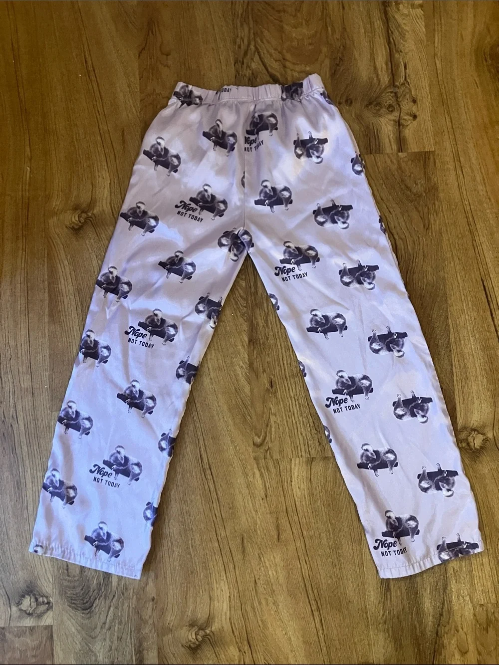 Justice Lavender Sloth Print Sleep Pants size 7 sloth print silky